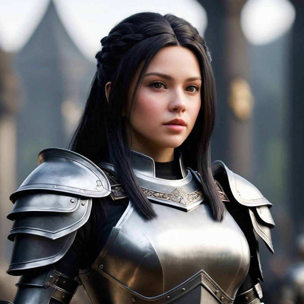 Confident Woman in Medieval Armor