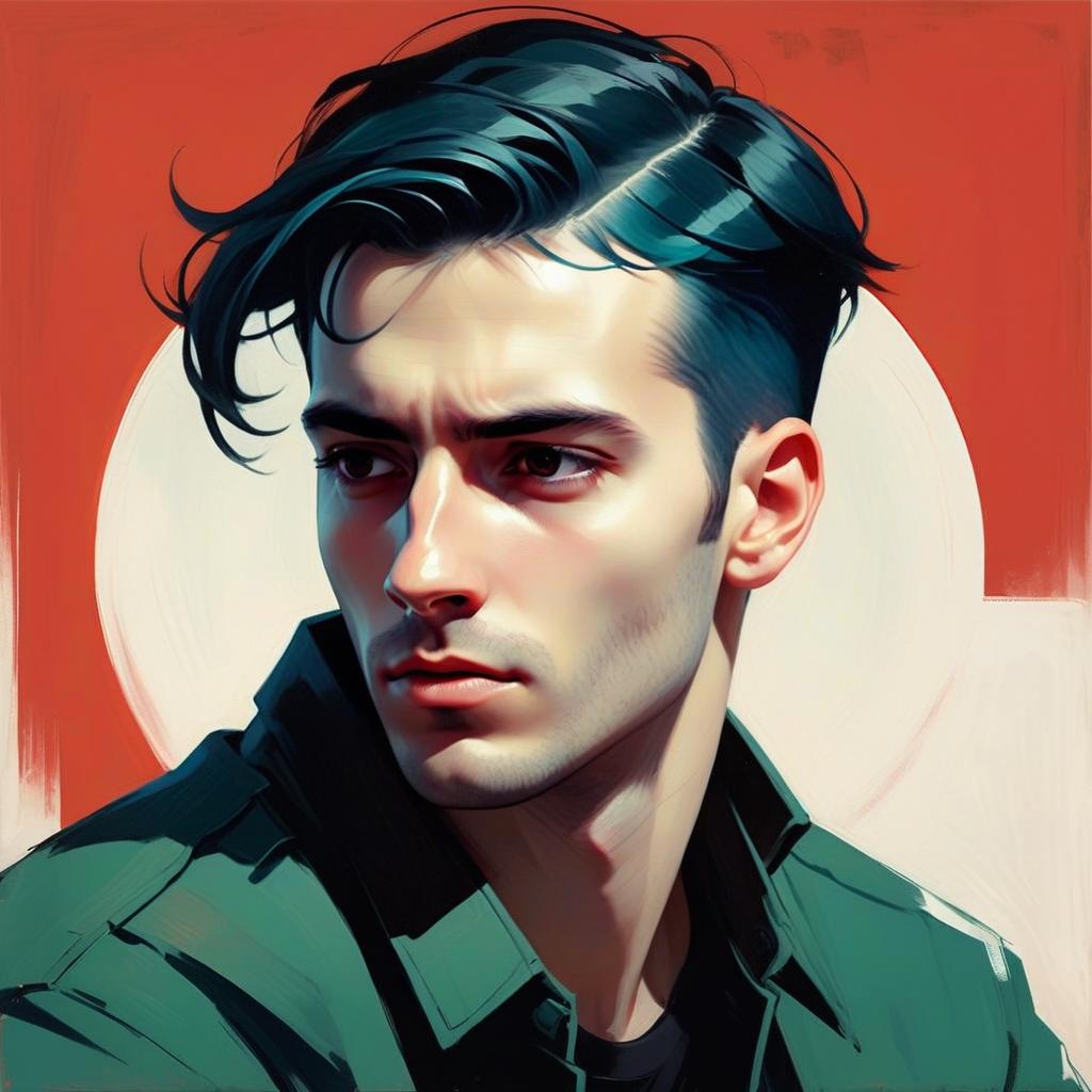 Digital Portrait of Thoughtful Young Man