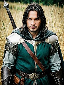 Realistic Aragorn Cosplay Costume Man in Detailed Ranger Outfit