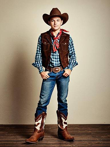 Man Wearing Woody Style Cowboy Costume with Boots