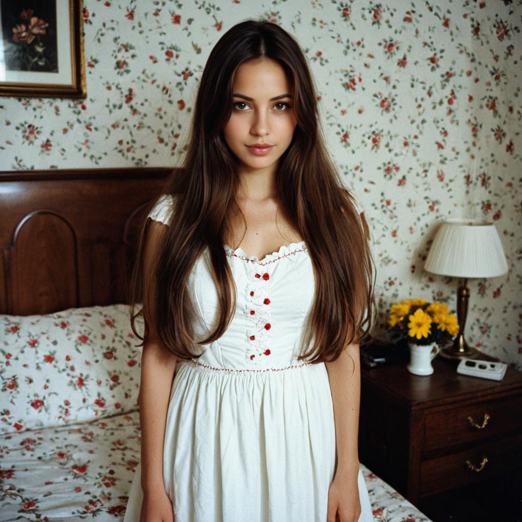Young Woman in Vintage Bedroom Young Woman in Vintage Bedroom