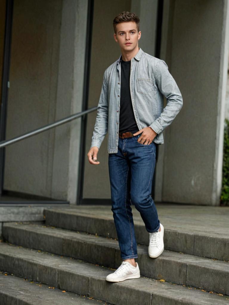 Confident Young Man in Stylish Casual Attire