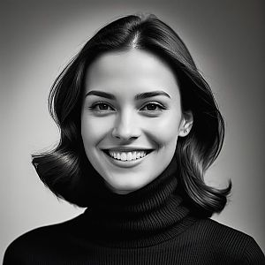 Smiling Woman Portrait in Black and White