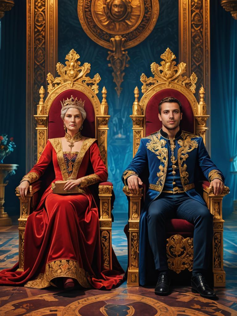 Majestic Queen and King on Thrones