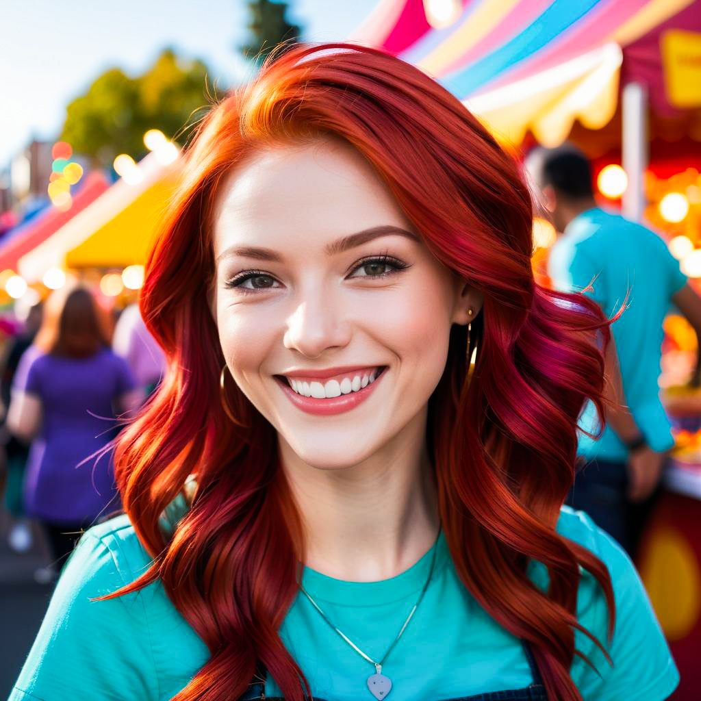 Young Woman with Red Hair at Festival