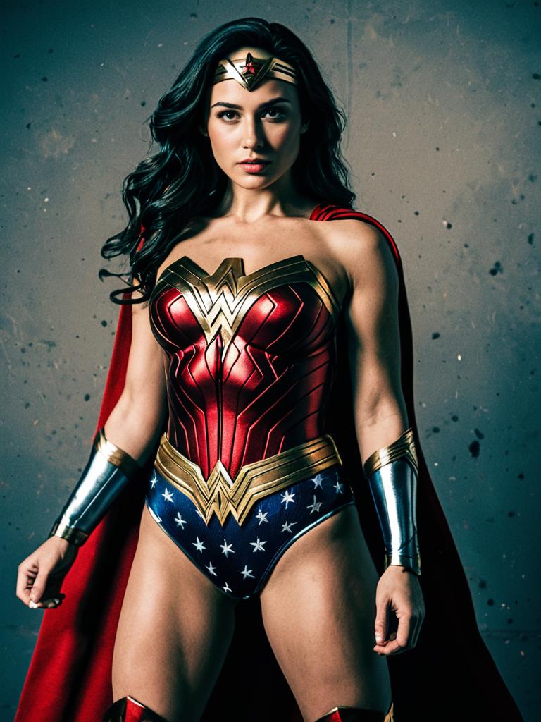 Confident Woman in Bold Superhero Costume