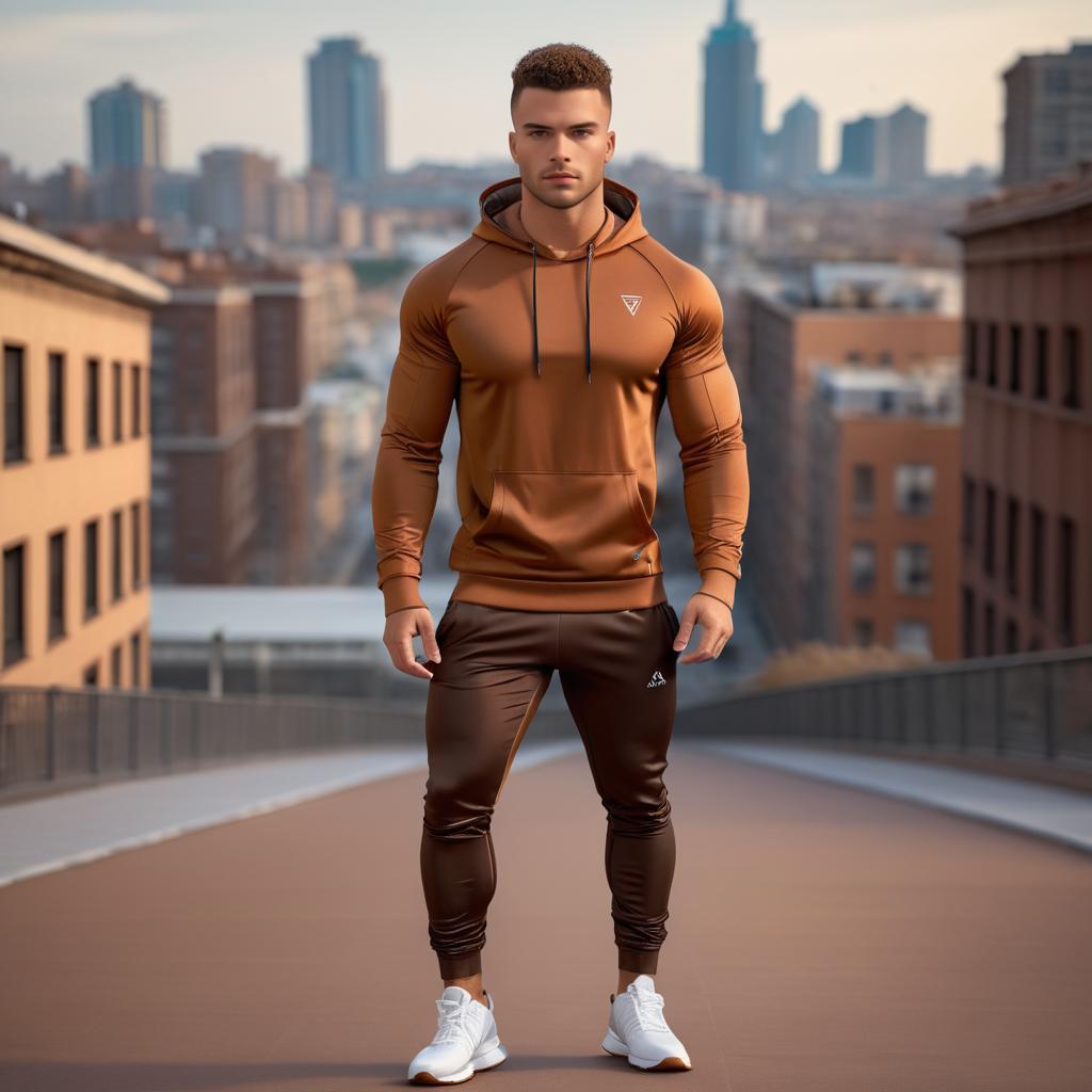 Confident Man in Athletic Outfit in Urban Landscape