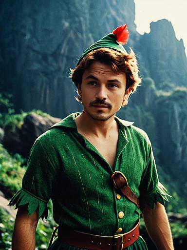 Man in Disney Peter Pan Costume Cinematic Realism Outdoor Adventure