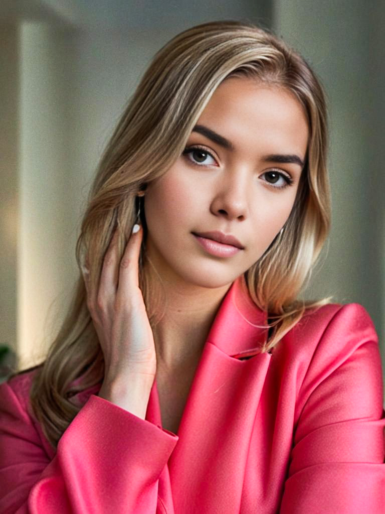 Confident Woman in Pink Blazer