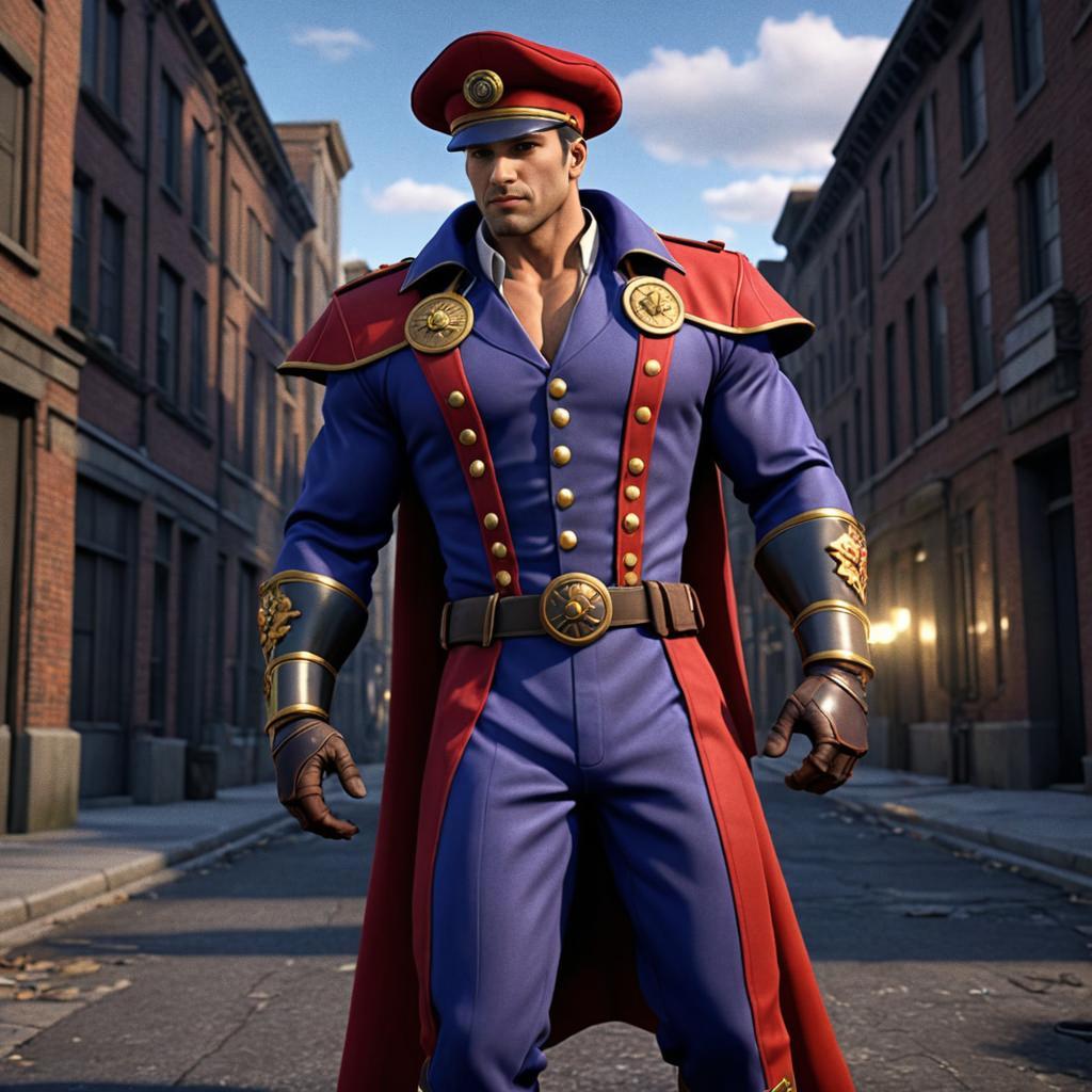 M. Bison - Street Fighter Character in Urban Setting