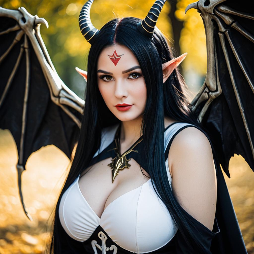 Ainz Ooal Gown Dark Fantasy Cosplay with Horns and Dragon Wings