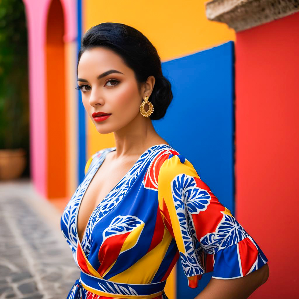 Stunning Woman in Colorful Dress