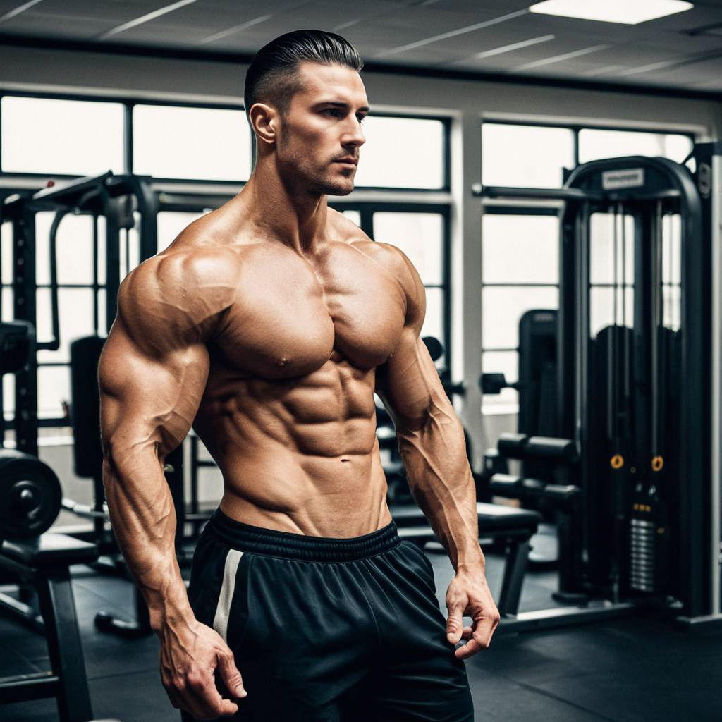 Muscular Man in Modern Gym