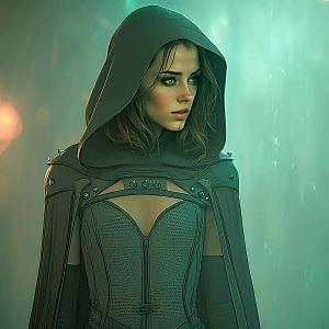 Fantasy Woman in Hooded Cloak Digital Artwork