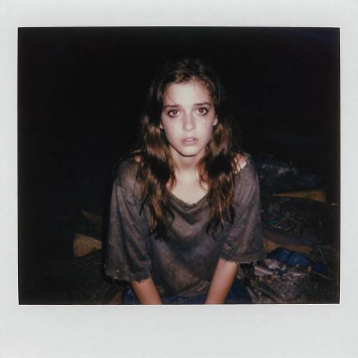 Somber Young Woman in Distressed Shirt at Night - Gen Z Style Portrait