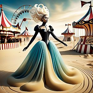Woman in White Hair at Desert Carnival
