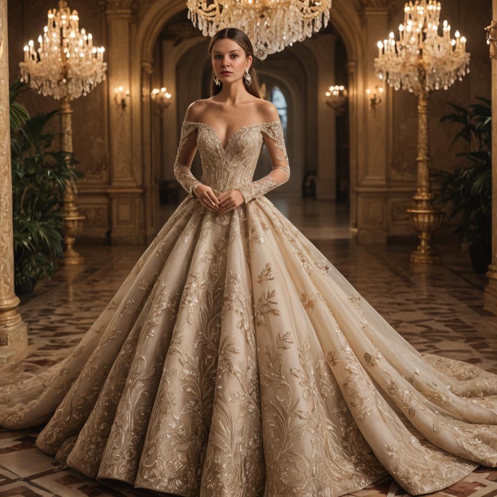 Elegant Woman in Artistic Ball Gown