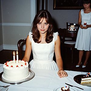 Birthday Celebration with Young Women in White Dresses