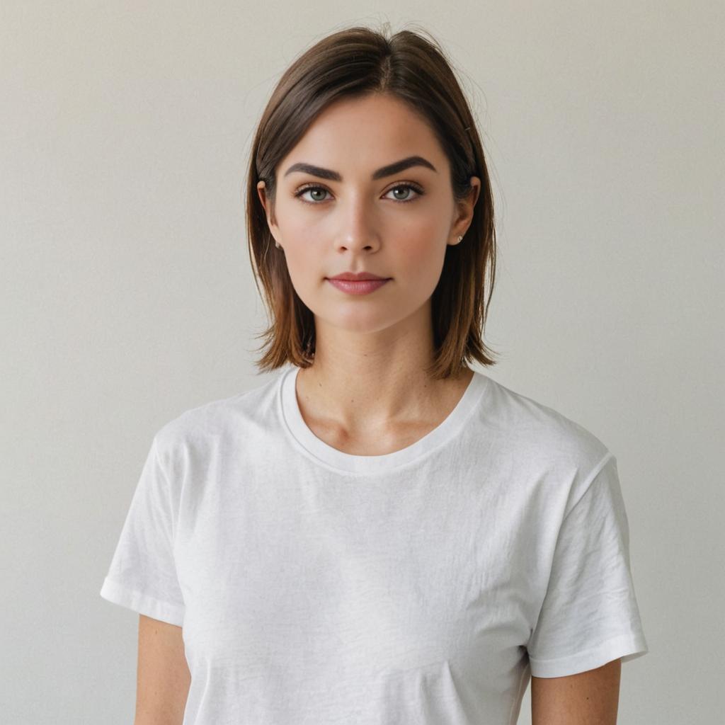 Woman in Classic White T-Shirt