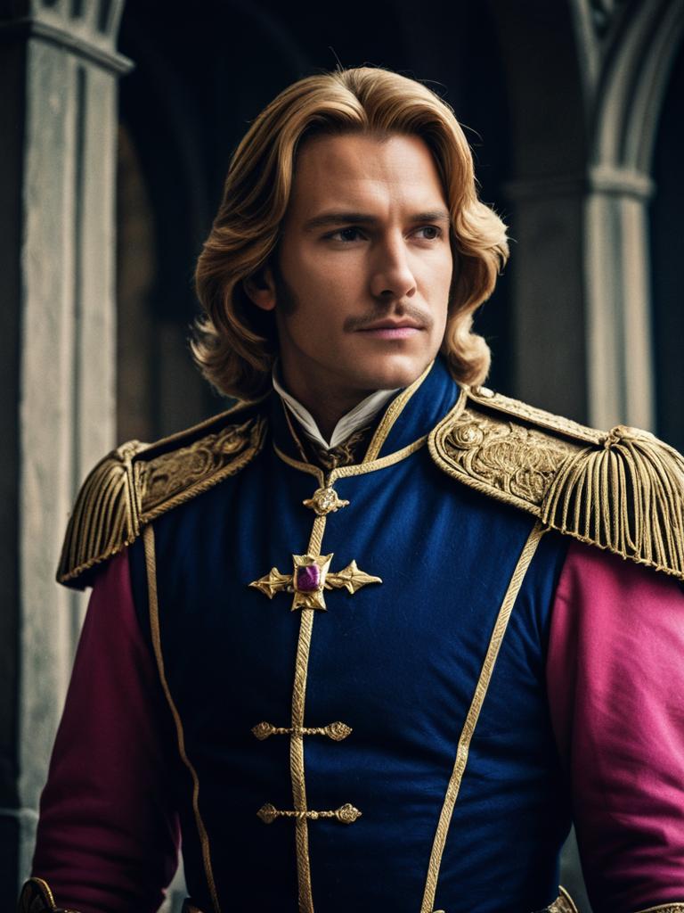 Man in Prince Adam Costume Cinematic Realism Heroic Noble Portrait
