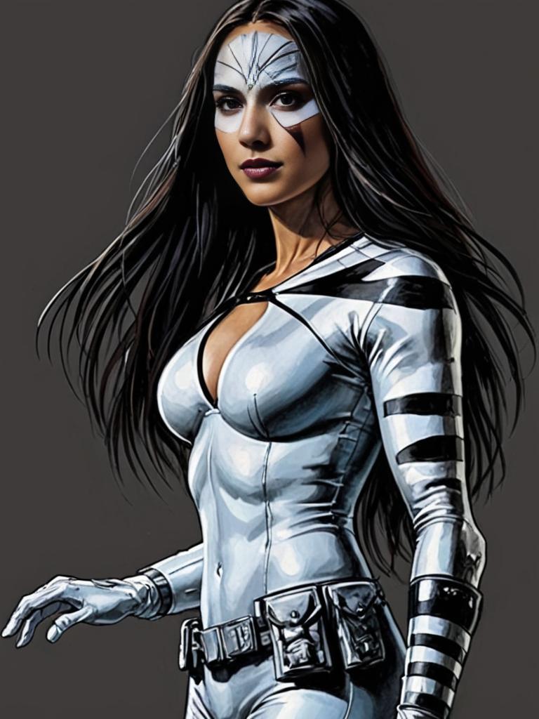 Woman in Ava Ayala White Tiger Cosplay Costume