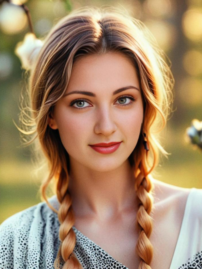 Young Woman with Braids in Natural Setting