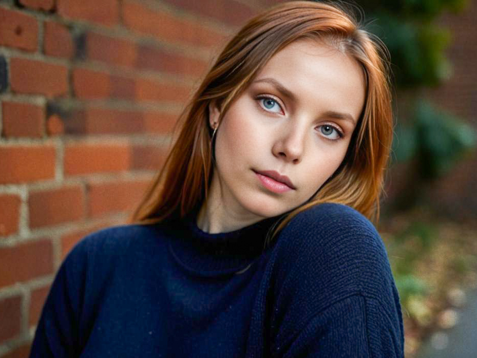 Young Woman with Blue Eyes and Red Hair