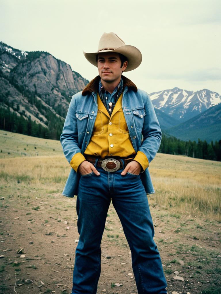 Man in Brokeback Mountain Cowboy Costume Cosplay Full Body Photo