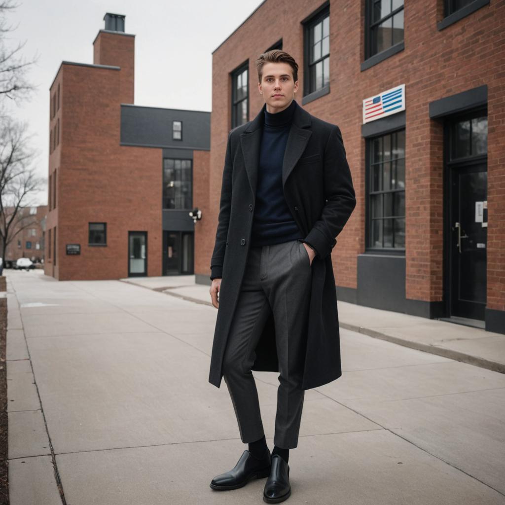 Stylish Man in Overcoat and Turtleneck