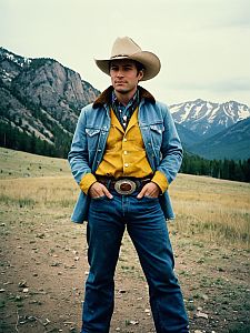 Man in Brokeback Mountain Cowboy Costume Cosplay Full Body Photo