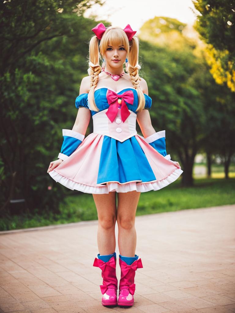 Harime Nui Cosplay Woman in Colorful Anime Outfit Outdoors