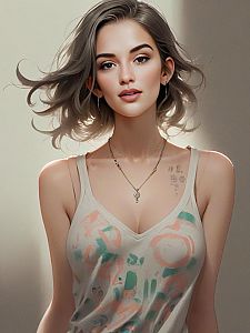 Young Woman with Flowing Hair - Natural Beauty
