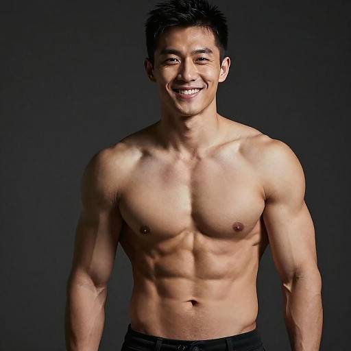 Fit Young Man with Muscular Physique and Confident Smile