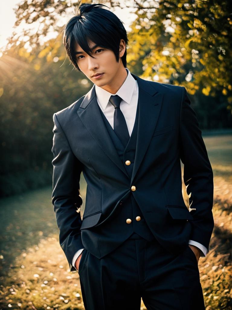 Man Cosplay Wearing Nicholas D. Wolfwood Costume Realistic Photo