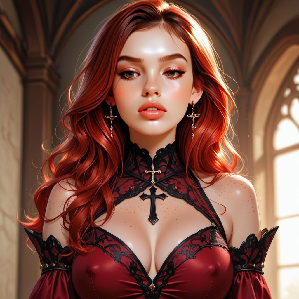 Gothic Woman Portrait with Red Hair