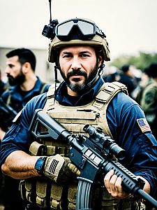 Tactical Gear Man with Rifle