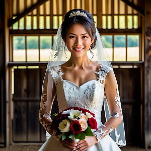 Radiant Bride in Rustic Setting