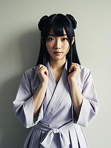 Realistic Shinobu Kocho Cosplay Woman in Lavender Kimono