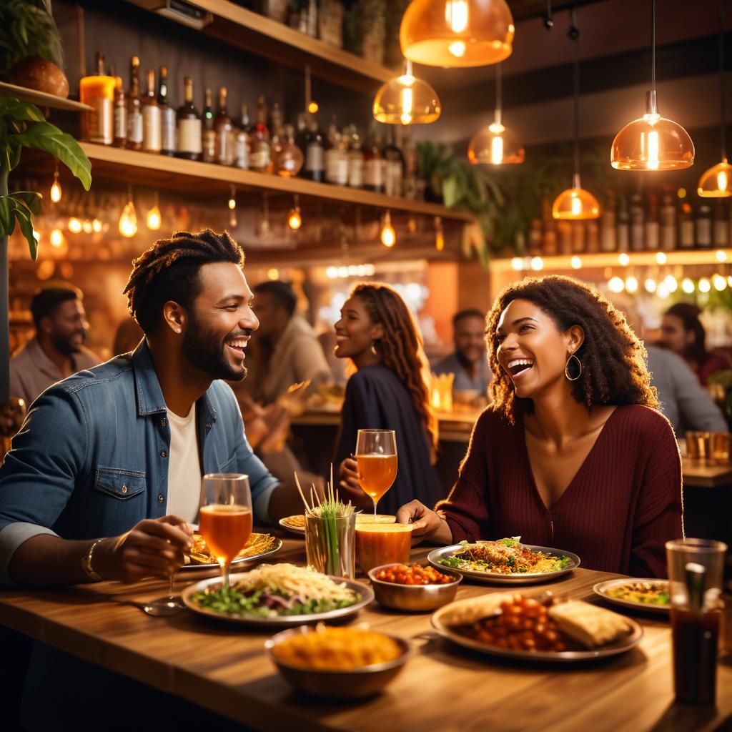 Cheerful Dinner at a Lively Restaurant