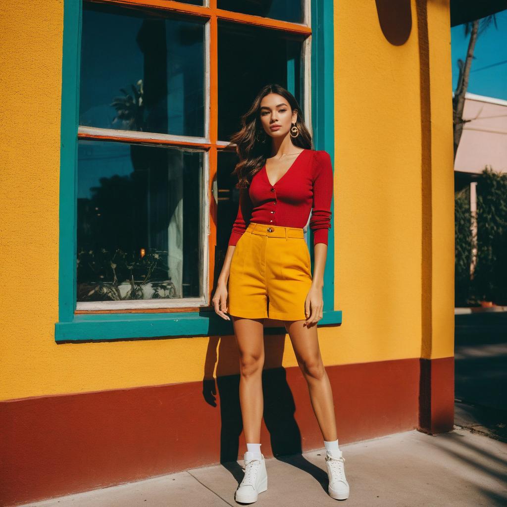Fashionable Woman in Vibrant Street Style