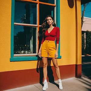 Fashionable Woman in Vibrant Street Style