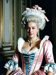 Woman in 18th Century Marie Antoinette Style Fancy Dress Costume