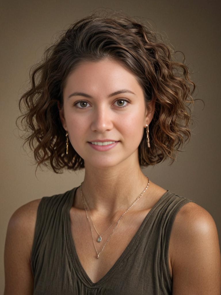 Young woman with curly hair and jewelry