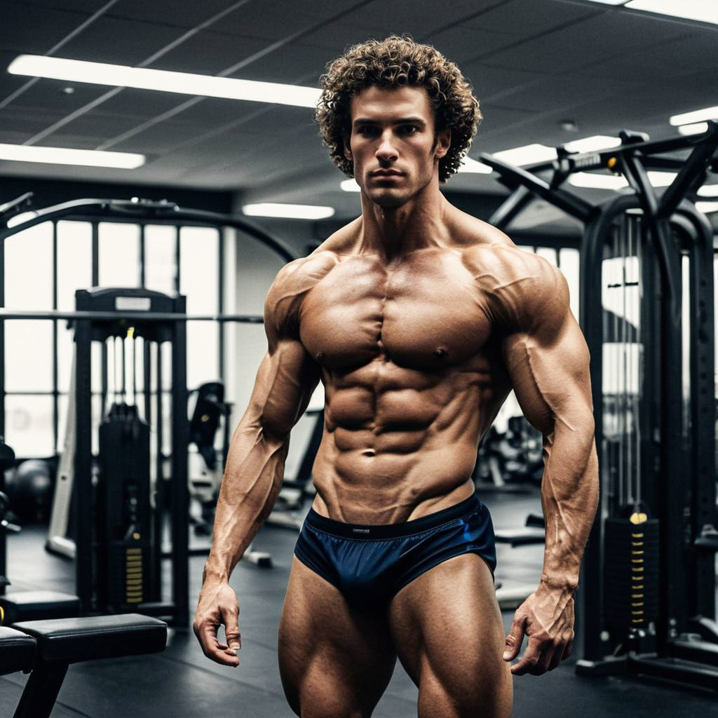 Confident Muscular Man in Gym