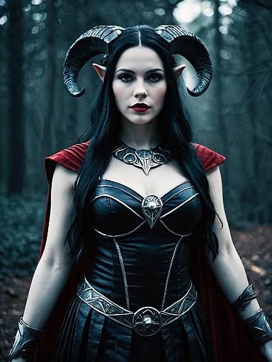 Lilith Goddess Woman Dark Fantasy Cosplay Photorealistic Forest