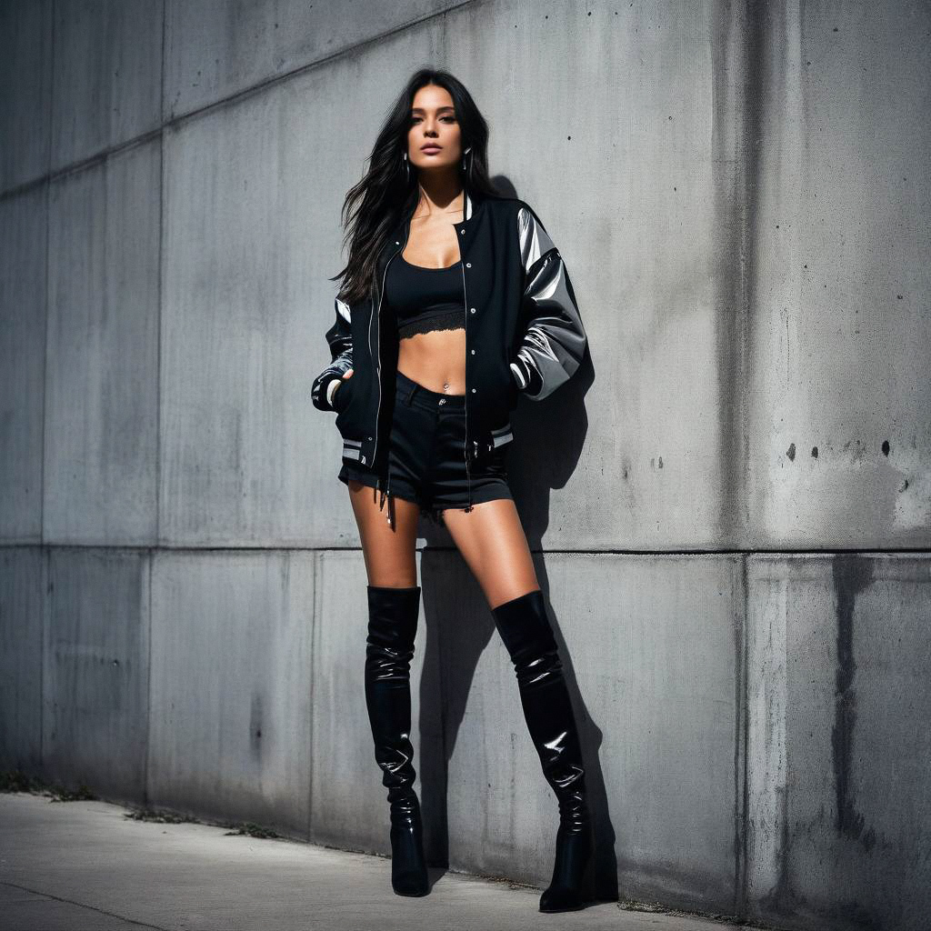 Confident Woman in Edgy Urban Fashion
