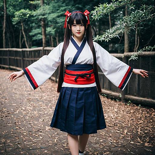 Amayadori Machi Inspired Traditional Japanese Woman in Kimono Outfit