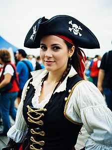 Woman in Pirate Costume at Cosplay Festival Portrait