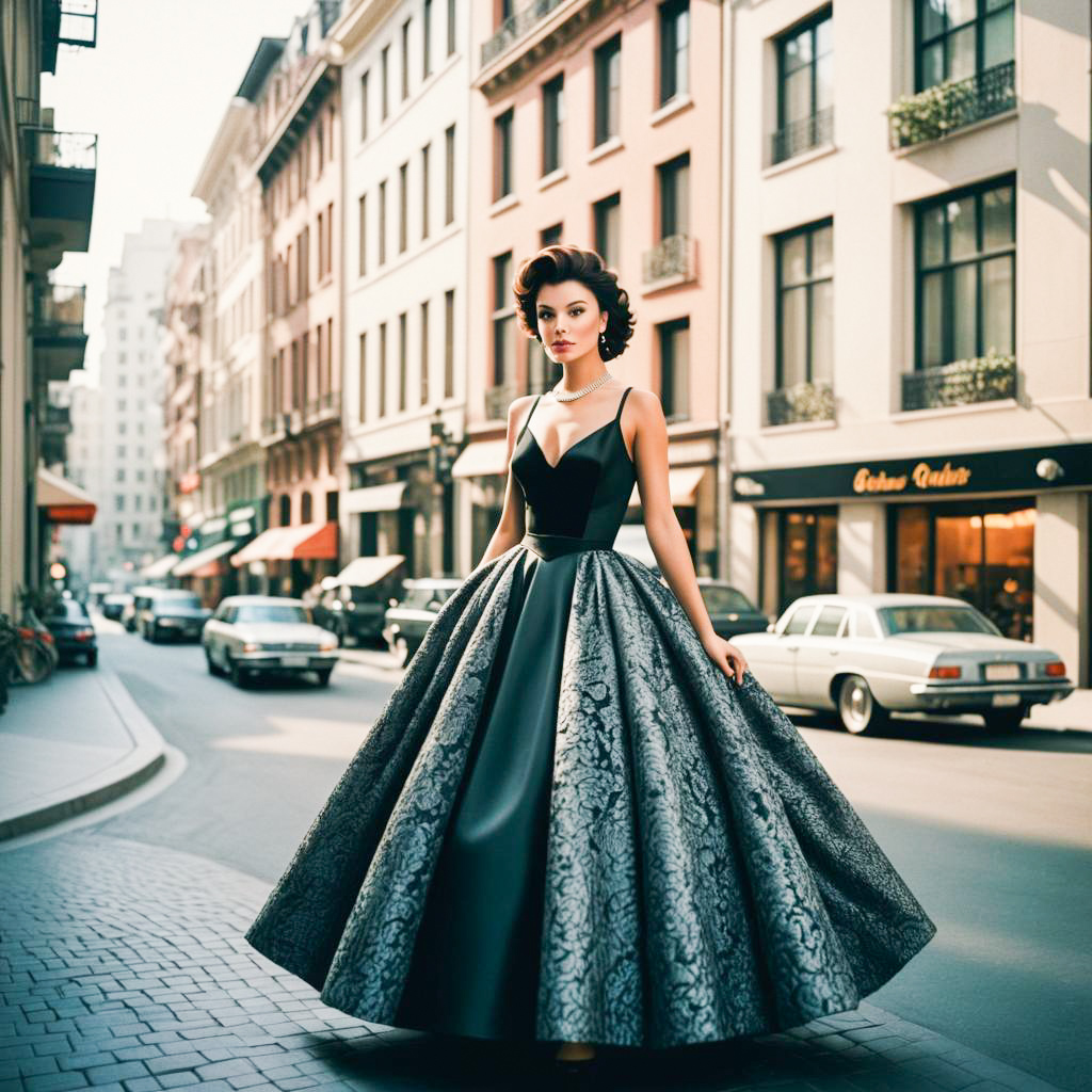 Elegant Woman in Vintage Fashion on Urban Street