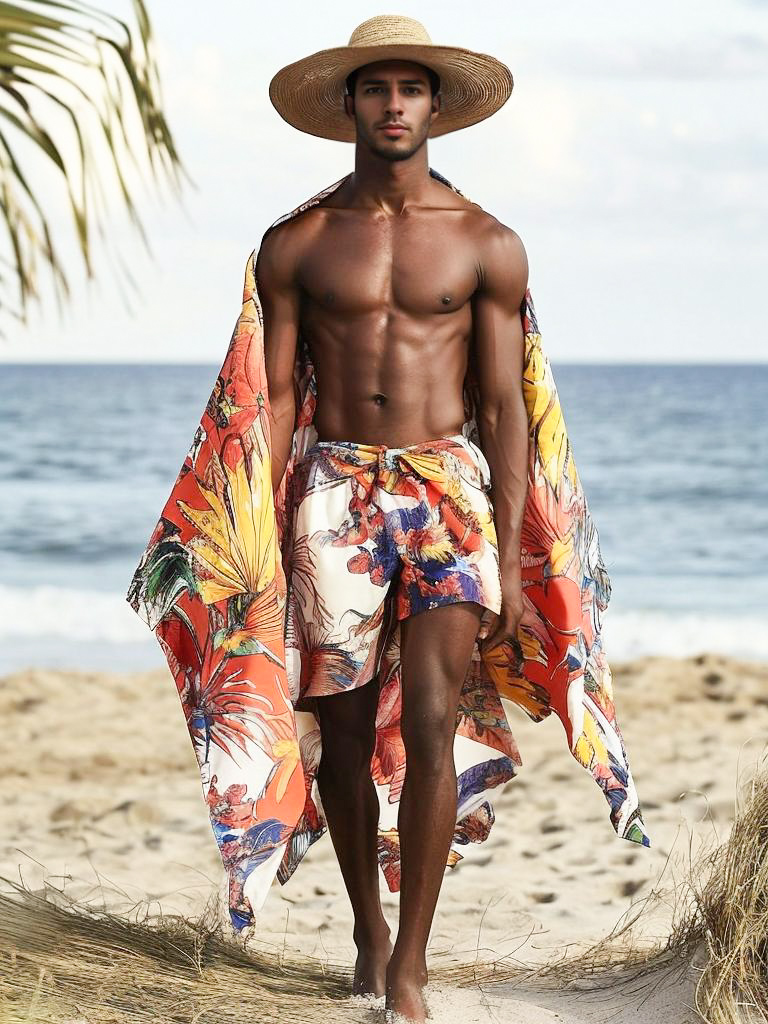 Vibrant Beachwear Model